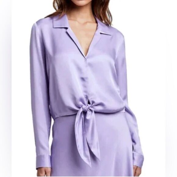 L'AGENCE  Annie tie front Blouse in LAVENDER. XXL NWT - Picture 9 of 12